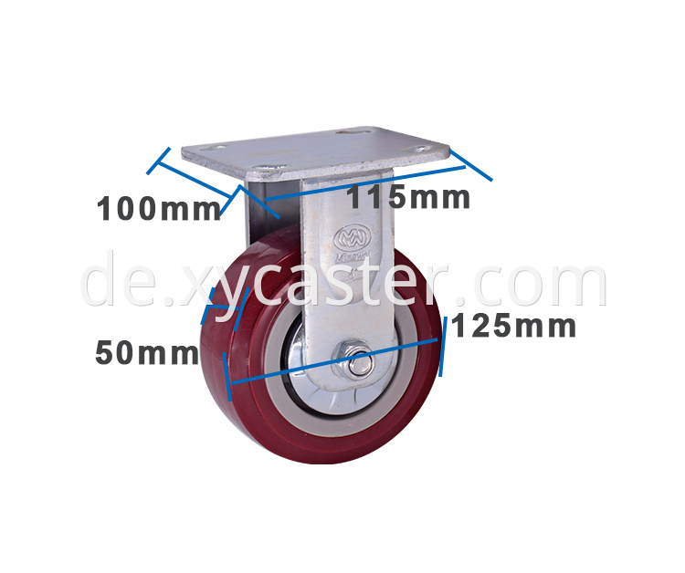 Red 5 Inch Pvc Fixed Caster